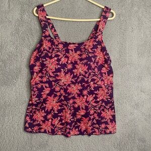 NWT Lands end tankini top swimsuit wide straps tropical vacation resortwear 1X